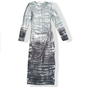 Young Fabulous & Broke Womens Maxi Dress Blue Tie Dye Long Sleeve Stretch S